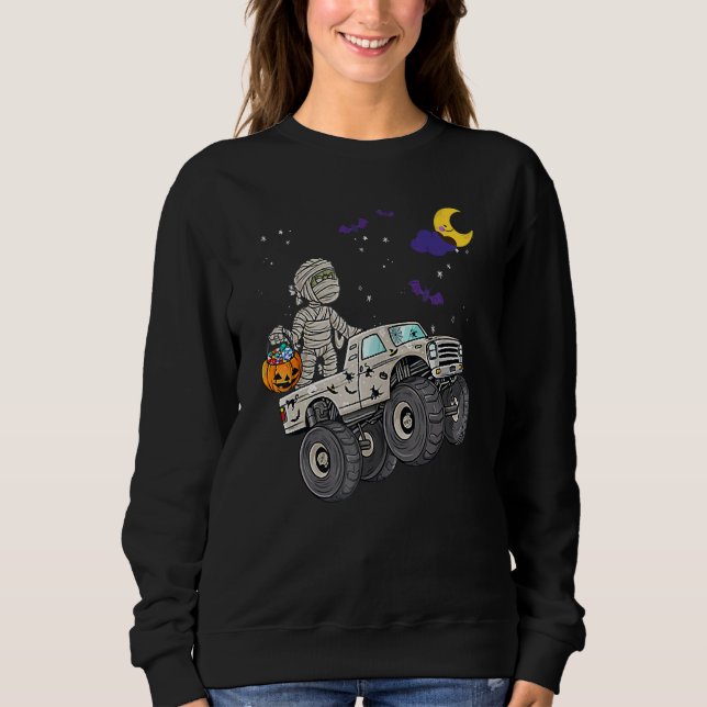 Sweatshirt Halloween Skeleton Zombie Riding Monster Truck Vam (Devant)