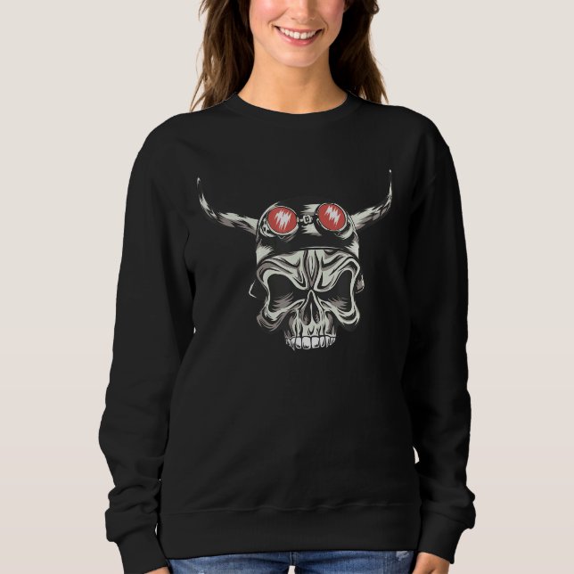 Sweatshirt Halloween Skull Devil Occult Satanic Baphomet Blac (Devant)