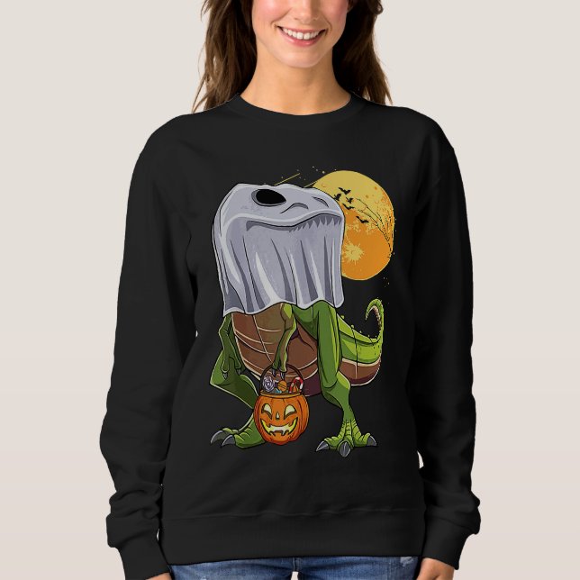 Sweatshirt Halloween T Rex Dinosaur Ghost Boo Trick Rarw Trea (Devant)