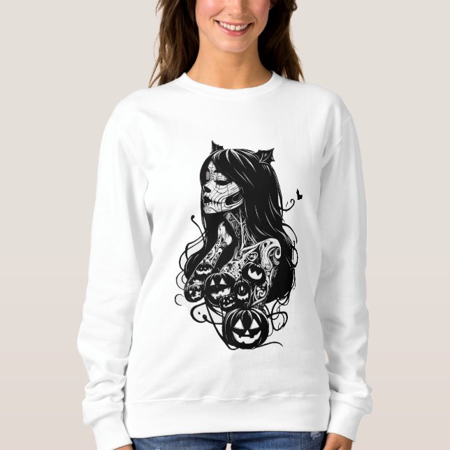 Sweatshirt Halloween tatouage art  (Devant)