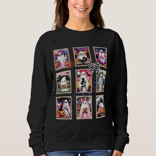Sweatshirt Halloween Timbre Poscène Drôle Halloween fantôme H (Devant)