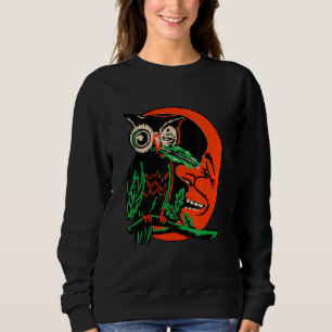 Sweatshirt Halloween vintage de la chouette chatouillant la l