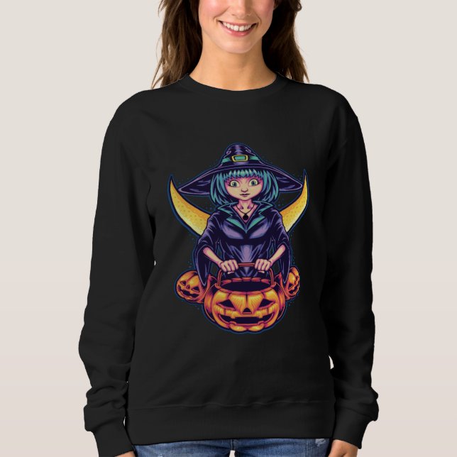 Sweatshirt Halloween witch ghost Pumpkin Horror party Hallowe (Devant)