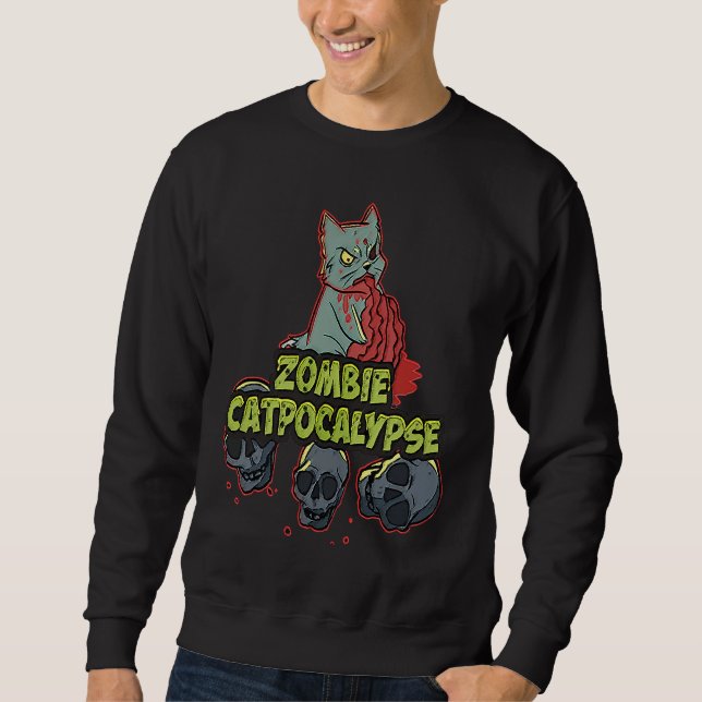 Sweatshirt Halloween Zombie Cat Apocalypse  Kitty  Party (Devant)