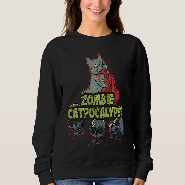 Sweatshirt Halloween Zombie Cat Apocalypse  Kitty  Party (Devant)