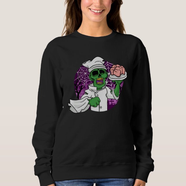 Sweatshirt Halloween Zombie Chef Chef Brain Kitchen (Devant)