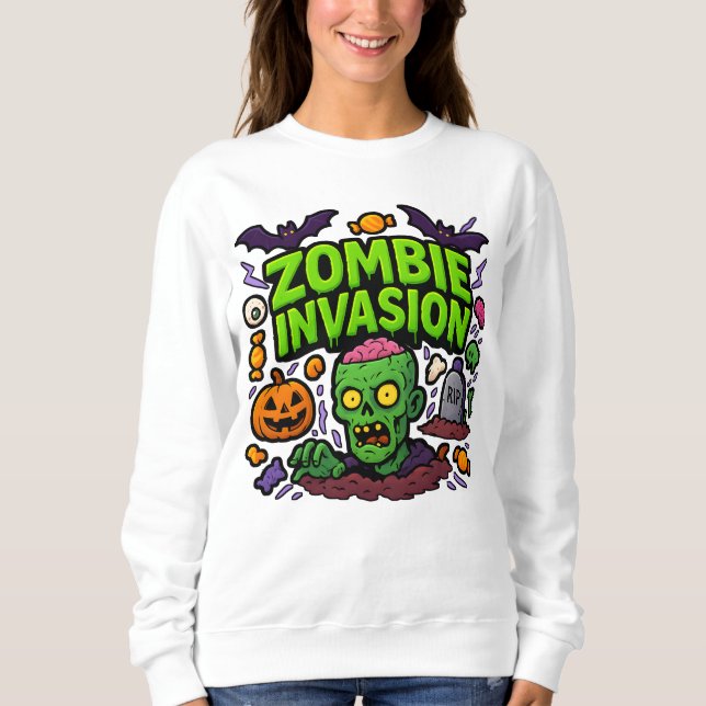 Sweatshirt Halloween Zombie Invasion Vêtements Cute Unisex (Devant)