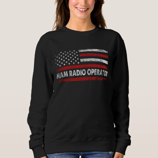 Sweatshirt Ham Radio Operator American USA Flag Amateur Radio (Devant)