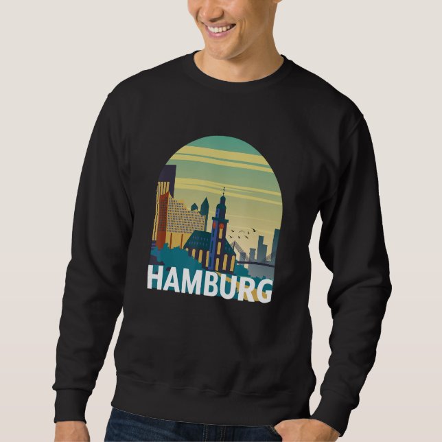 Sweatshirt Hamburg Germany Skyline Silhouette Outline Sketch_ (Devant)