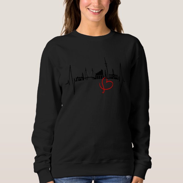 Sweatshirt Hamburg Skyline Heartbeat Germany  I Love Hamburg (Devant)