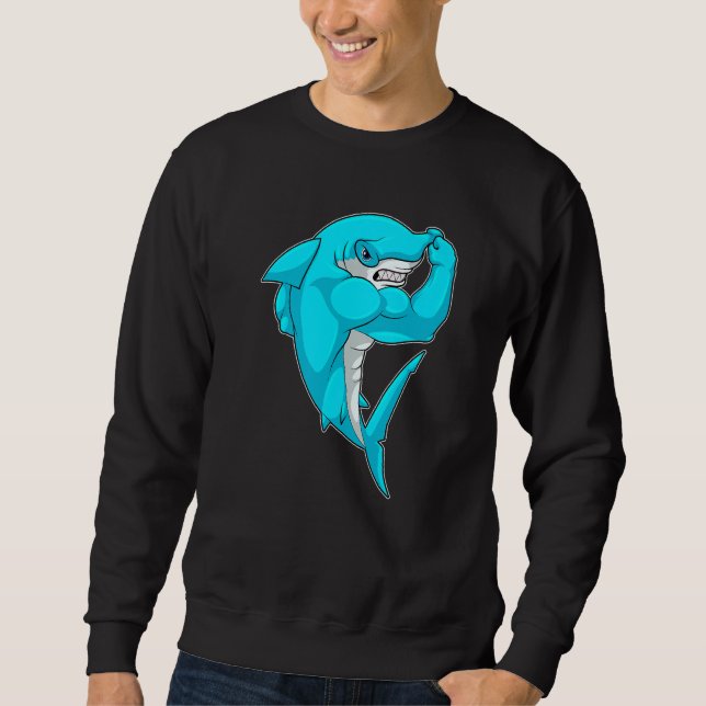 Sweatshirt Hammerhead shark Bodybuilder Bodybuilding Sports (Devant)