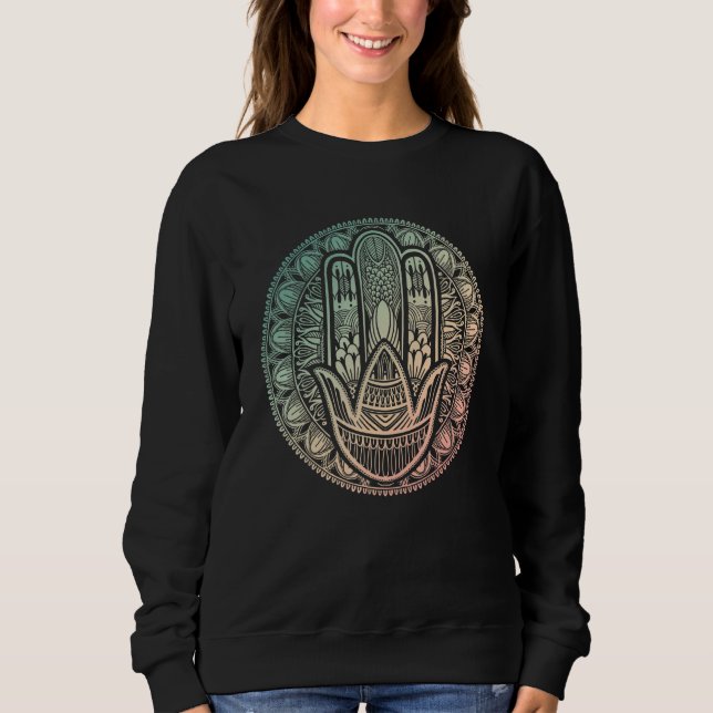 Sweatshirt Hamsa Hand Mandala Hindu Yoga Meditation Spiritual (Devant)