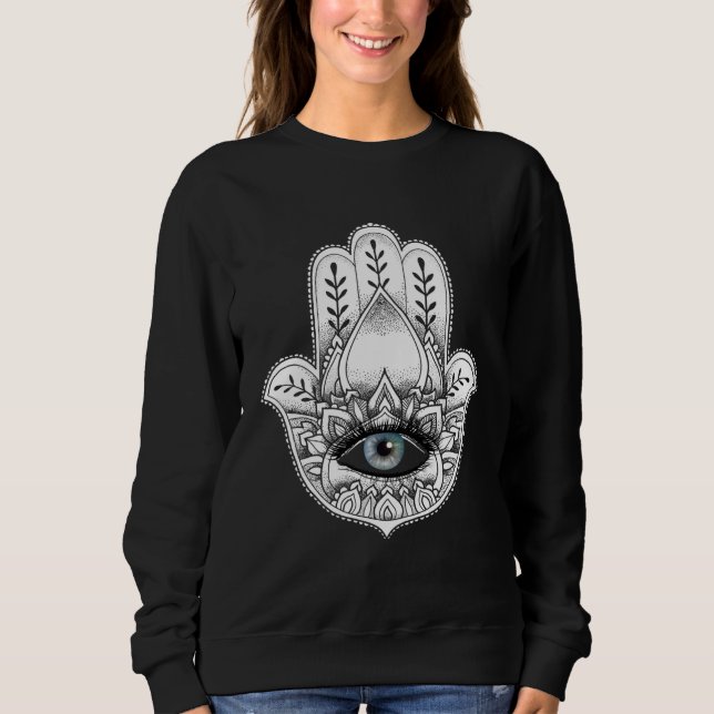 Sweatshirt Hamsa Hand Yogi Hand Hams Amulet Good Luck Charm O (Devant)