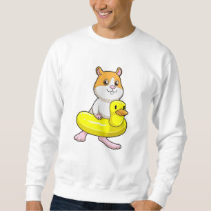 Sweatshirt Hamster à la plage avec canard comme anneau de nag