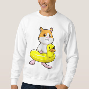 Sweatshirt Hamster à la plage avec canard comme anneau de nag