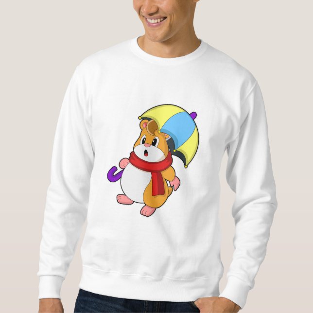 Sweatshirt Hamster à la pluie avec parapluie (Devant)