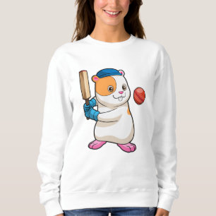 Sweatshirt Hamster au cricket avec batte de cricket & Casquet