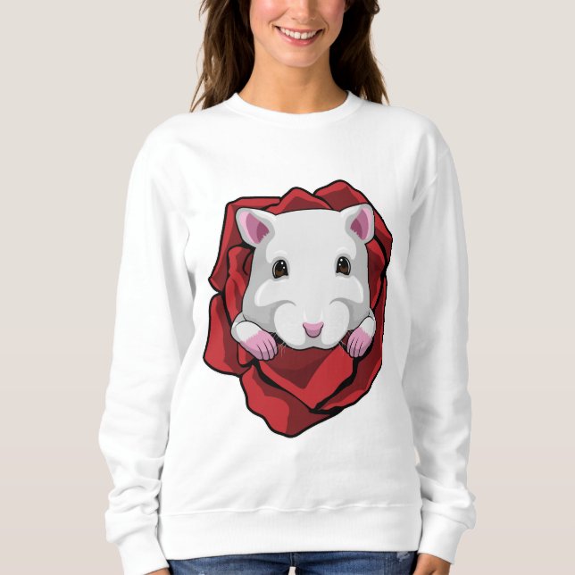 Sweatshirt Hamster avec Rose (Devant)
