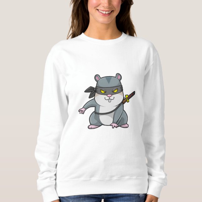 Sweatshirt Hamster comme Ninja dans les arts martiaux avec ép (Devant)