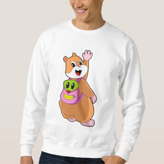 Sweatshirt Hamster en tant qu'étudiant avec sac à dos.PNG (Devant)