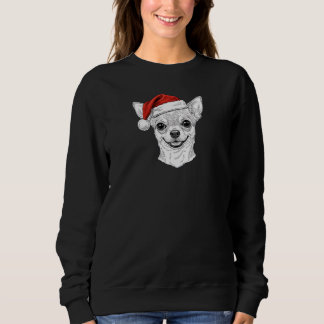 Sweatshirt Hand-Drawn Chihuahua Christmas Santa Dog Portrait