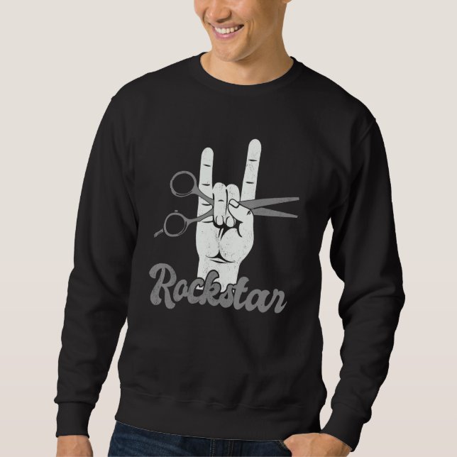 Sweatshirt Hand horns hairdresser rockstar, funny hairstylist (Devant)