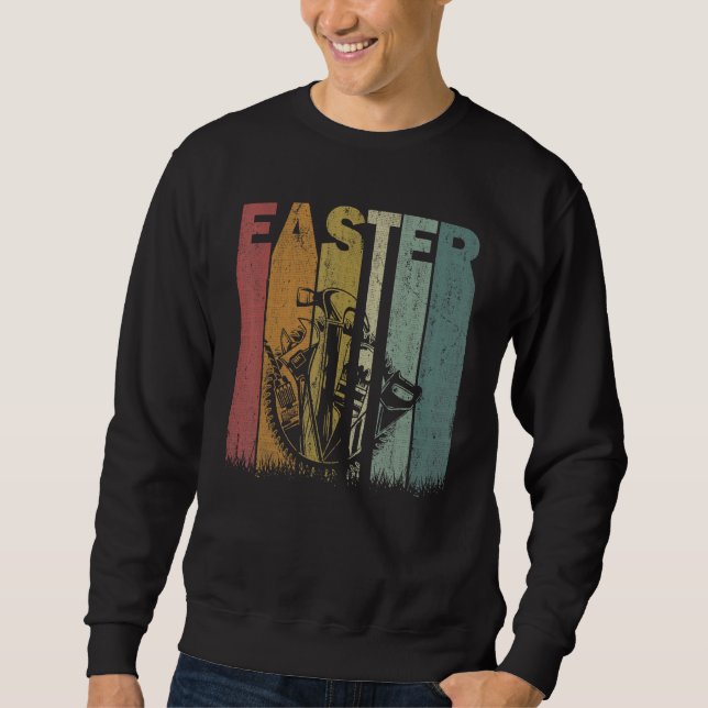 Sweatshirt Handyman de Pâques Retro Graphisme drôle Cos de Pâ (Devant)