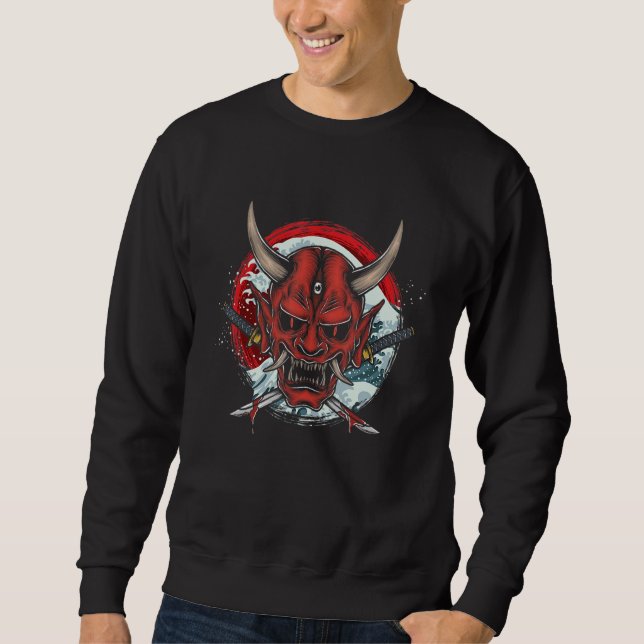 Sweatshirt Hannya Masque japonais Vague Katana Épée Samurai G (Devant)