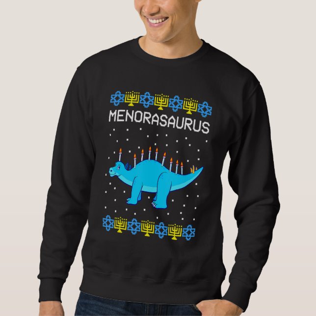 Sweatshirt Hanoukka Dinosaur Menorasaurus laide Sweater Dino (Devant)