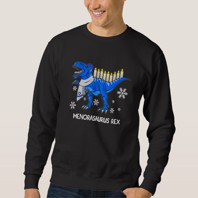 Sweatshirt Hanukkah Dinosaur Menorasaurus Rex Dino Chanukah B (Devant)