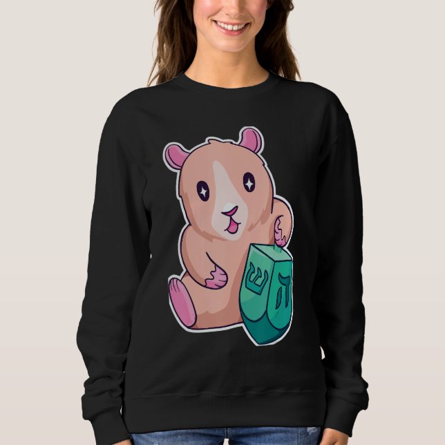 Sweatshirt Hanukkah guinea pig pet animal  cute  dreidl (Devant)