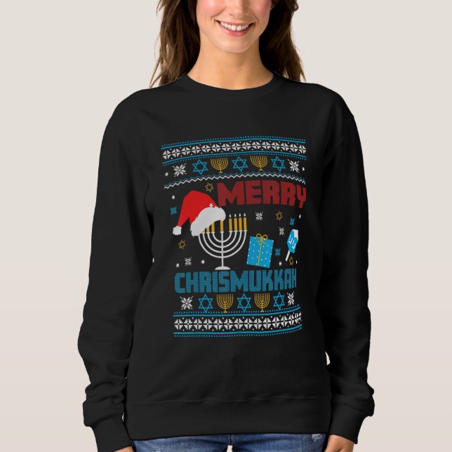 Sweatshirt Hanukkah Jewish Christmas Chrismukkah Sweater (Devant)