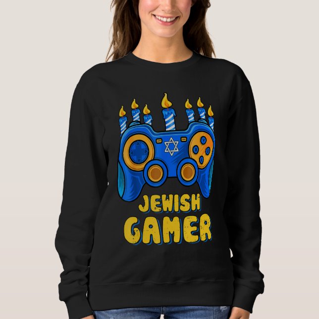 Sweatshirt Hanukkah Jewish Video Game Controller Gamer Chanuk (Devant)