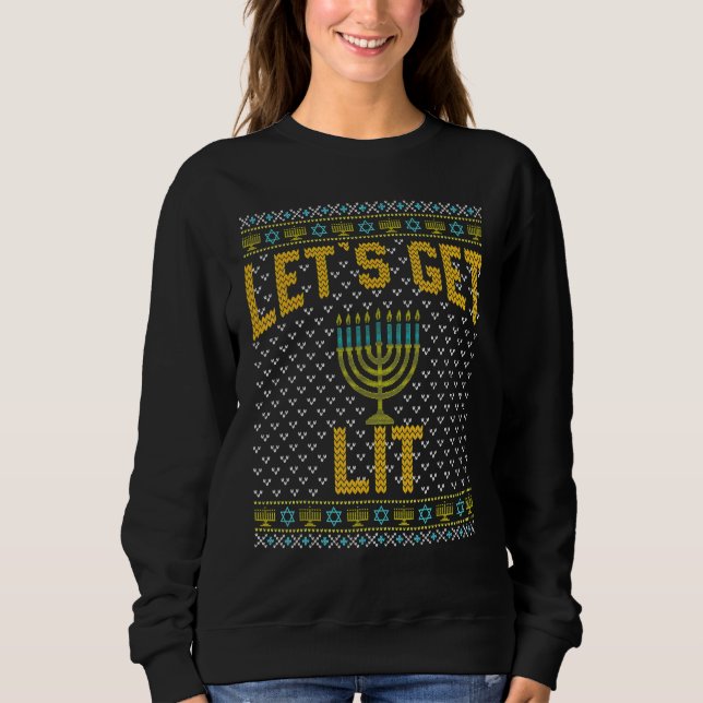 Sweatshirt Hanukkah Moche Allumons-Nous Buvons (Devant)