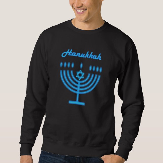 Sweatshirt Hanukkiah Happy Hanoukka Juive Fête Menorah (Devant)