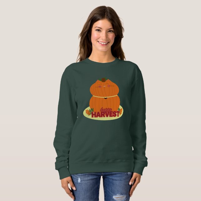 Sweatshirt Happest Harvest Citrouille Chat (Devant entier)