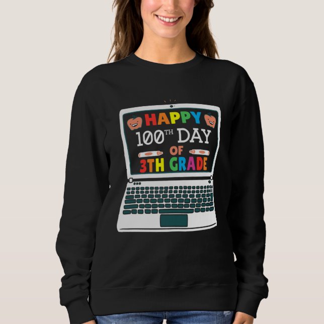 Sweatshirt Happy 100 Days Of 4th Grade Elementary Teacher Kid (Devant)