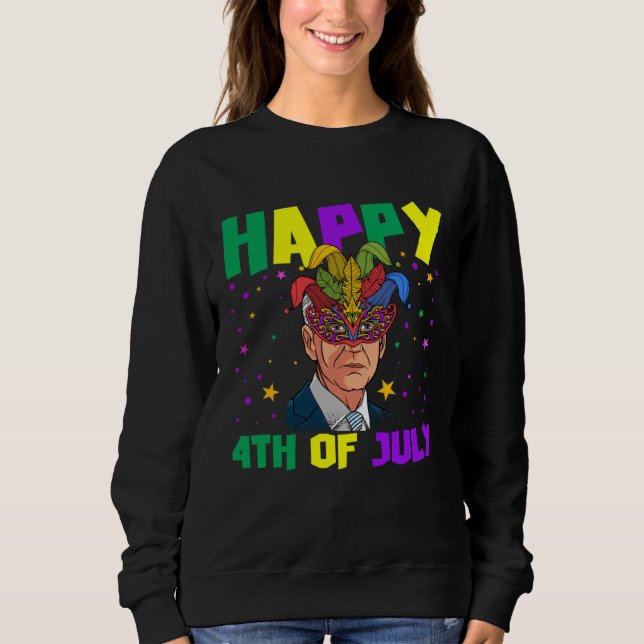 Sweatshirt Happy 4th Of July Baiden With Mardi Gras Costume (Devant)