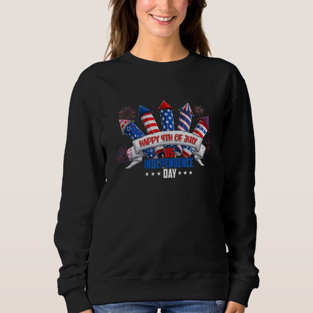 Sweatshirt Happy 4th Of July Fireworks America Flag US Indepe (Devant)