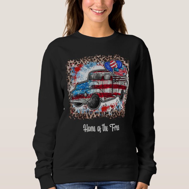 Sweatshirt Happy 4th of July Home of the Free Red White Blue  (Devant)