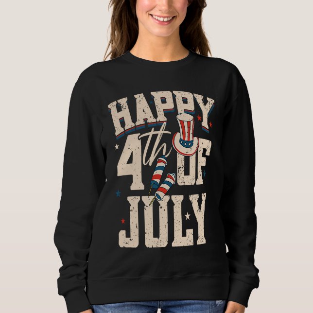 Sweatshirt Happy 4th Of July  USA 4th Of July American Flag   (Devant)