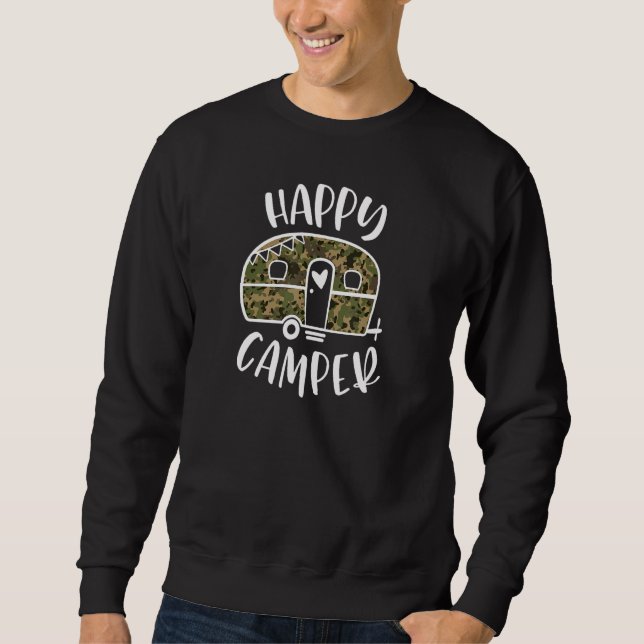 Sweatshirt Happy Camper tendance Camping Aventure 1 (Devant)