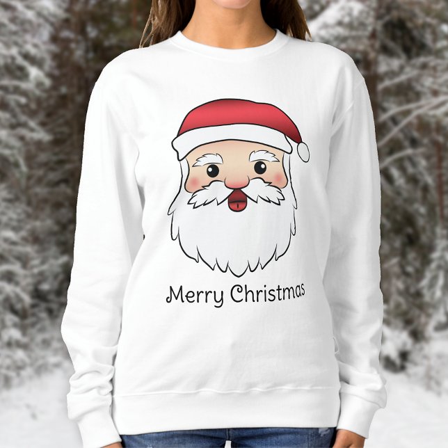 Sweatshirt Happy Cartoon Santa Claus Tête Avec Texte Personna (Festive design for the Holiday season.)