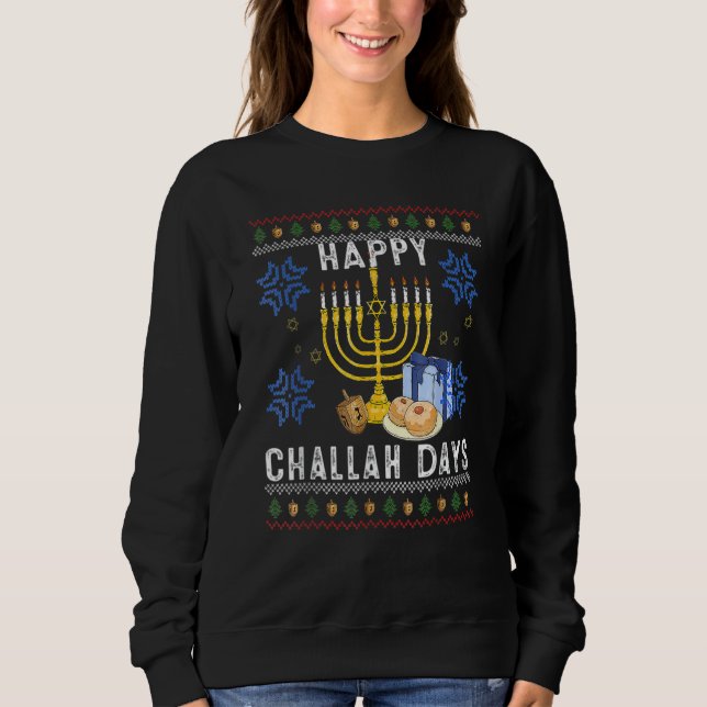 Sweatshirt Happy Challah Days  Ugly Hanukkah Sweater Men Boy (Devant)