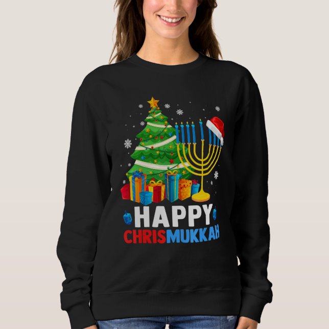 Sweatshirt Happy Chrismukkah Christmas Tree Menorah Chanukah  (Devant)