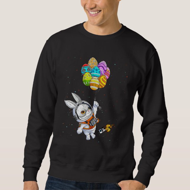 Sweatshirt Happy Easter Day Bunny Egg astronaut Space Boys Gi (Devant)