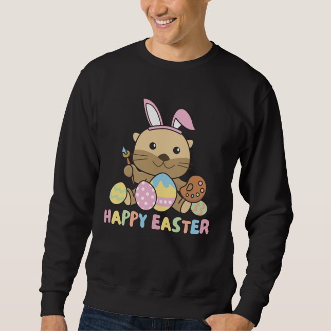Sweatshirt Happy Easter Sweet Otter For Easter With Easter Eg (Devant)