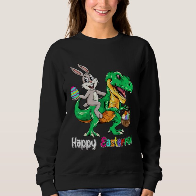 Sweatshirt Happy Eastrawr Rex Dinosaur Easter Bunny Egg Kids  (Devant)