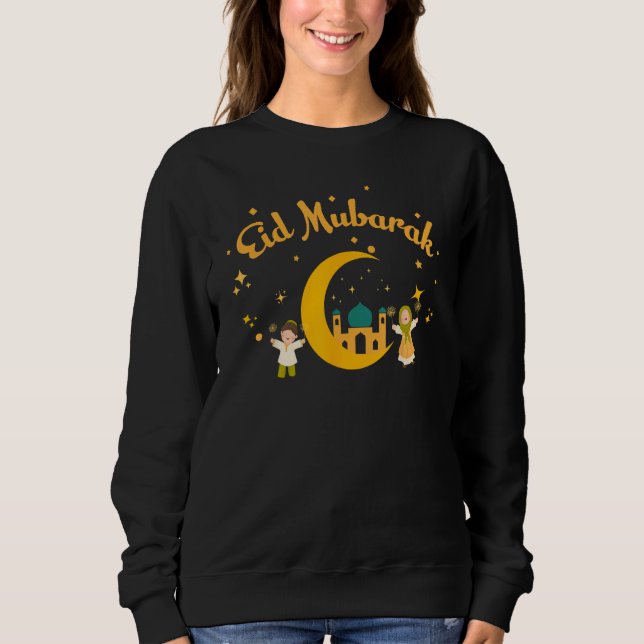 Sweatshirt Happy Eid Mubarak for men women son and daughter (Devant)