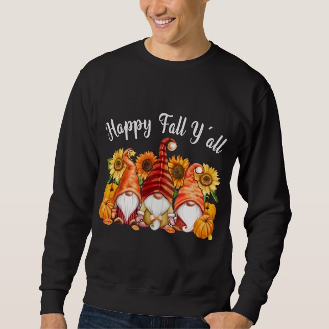 Sweatshirt Happy Fall Yall Truck Gnomes Citrouille Halloween  (Devant)